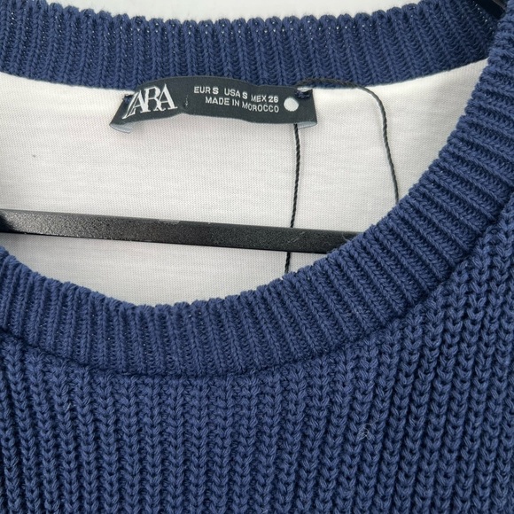 Zara Knit Sweater Contrasting Overlay Mixed Shirt Sweater Layered Bib Vest - Picture 4 of 10